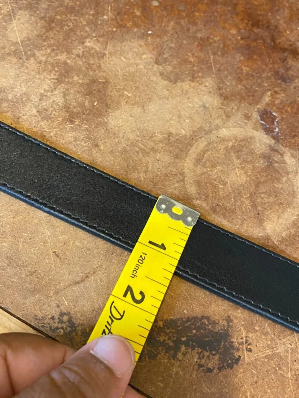 Vintage Black Leather Belt Size 38